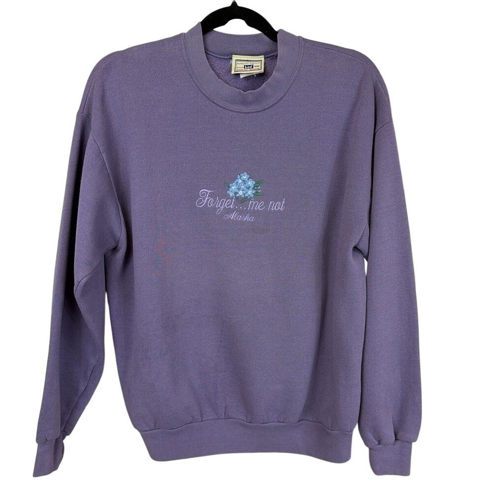 Vintage Lee Purple Embroidered Long Sleeve Sweatshirt Made in Mexico Size M/L